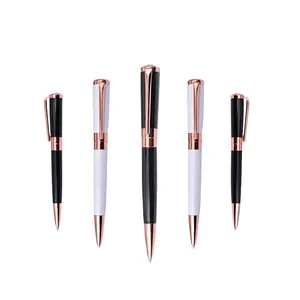 Promotional High Quality Top Level Advertising Private Label White Black Metal Twist Ballpen