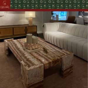 Roter Drachenjade-Marmor Couchtisch für Wohnzimmer Outdoor Maßgefertigter Polierter Naturstein Modernes Geometrisches Design - Product Image 6