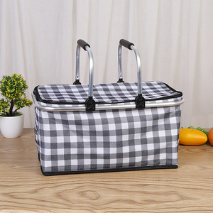 Nouveau style panier isotherme portable pliable en tissu Oxford avec poignée, grande capacité, pour pique-nique et livraison de fruits en extérieur - Product Image 3