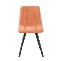 Chaise de salle à manger en tissu pour usage domestique, dossier carré capitonné, ergonomique, sans accoudoirs, avec pieds en métal robuste pour espace repas