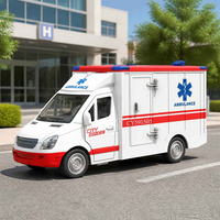 Voiture d'ambulance jouet à friction à l'échelle 1/16, portes ouvrantes, véhicule de sauvetage avec lumières et sons pour enfants