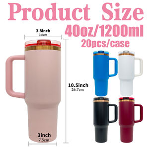 20 عبوة من مستودعات الولايات المتحدة الأمريكية مانعة للتسرب ، أكواب 40 أونصة مطلية بالنحاس من الفولاذ المقاوم للصدأ مع غطاء ومقبض من قش الوجه قابل للإزالة - Product Image 6