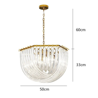 Lustre moderne en cristal doré pour la décoration de la maison, luminaire suspendu en verre transparent de luxe, luminaire de plafond LED contemporain