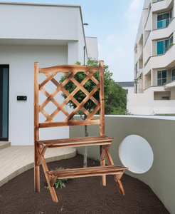 Étagère à fleurs en <span class=keywords><strong>bois</strong></span> émaillée à 2 niveaux, étagère en <span class=keywords><strong>bois</strong></span> flammé, support pour pots de fleurs, 25x35x49cm, design élégant - Product Image 3