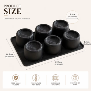 Moule à gâteau en silicone noir à 6 cavités en spirale 3D, antiadhésif, facile à démouler, pour mousse, cupcake, dessert - Product Image 2