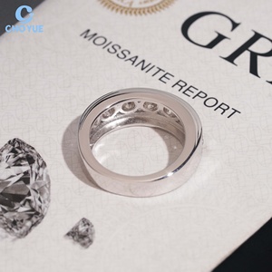 Moissanite Eternity Band <b>Ring</b> 925 <b>Silver</b> Rhodium Plated Channel Setting Round Brilliant Cut GRA Certified Classic Style <b>Ring</b> - Product Image 3