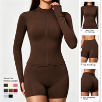 Ensemble de yoga pour femmes, haut de sport à manches longues et short, respirant, à séchage rapide, à haute élasticité, pour la course à pied et la salle de sport