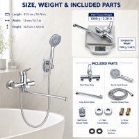 Ensemble de douche en alliage de zinc chromé avec robinet de baignoire et vanne céramique à trois voies