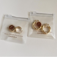 Sac à fermeture éclair en PVC givré avec logo personnalisé pour petit emballage de bijoux pour boucles d'oreilles montres lunettes