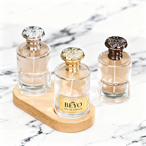 Botella de Perfume de vidrio de lujo de alta calidad de 100ml, Diseño de cilindro de cuello de crimpado transparente, bomba, tipo de sellado, pantalla de seda <span class=keywords><strong>BEYO</strong></span> XS394 - Product Image 5