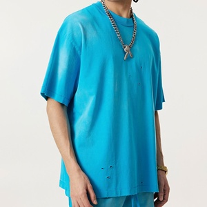 Camisetas de gran tamaño desgastadas con hombros caídos de algodón 100% liso para hombre, camiseta cuadrada de gran tamaño de peso pesado en blanco - Product Image 4