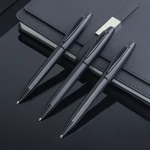 قلم معدني أسود معدني للمكتب مع شعار مخصص قلم للأعمال