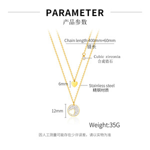 Nouveau Design Lovely <span class=keywords><strong>Coeur</strong></span> <span class=keywords><strong>Et</strong></span> Lune Charmes Collier Étanche Plaqué Or En Acier Inoxydable Couche Chaînes Collier Bijoux Pour Dame - Product Image 6