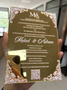 Carta de invitación para negocios <span class=keywords><strong>Visa</strong></span> Mariage Trifold Gold Mirror Impreso Acrílico Invitación DE BODA Sobre de lujo - Product Image 4