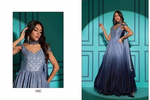 Vestido de mujer estilo Anarkali estilo Georgette y trabajo bordado tradicional indio para boda y fiesta - Product Image 4