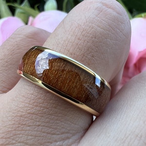 Coolstyle Jewelry anello in carburo di tungsteno dorato da 8mm per uomo donna fede nuziale di fidanzamento di moda Koa intarsio in legno Comfort <span class=keywords><strong>Fit</strong></span> - Product Image 6