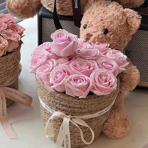 Nouveau Bouquet de fleurs éternelles en forme de petit ours, seau à fleurs, cadeau d'anniversaire pour fille, cadeau de la Saint-Valentin - Product Image 4