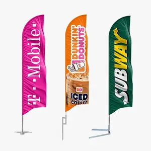 Feather Flag Swooper Flag Signs con Kit palo in fibra di vetro per affari, negozio di pubblicità ristorante aperto e vendite