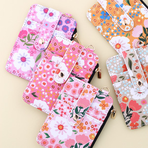 Nouvelle mode de sac imprimé à ourlet vertical porte-cartes à fermeture éclair porte-monnaie floral sac d'identification pour les femmes - Product Image 1