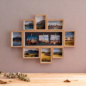 Wooden 11 <strong>Opening</strong> Picture <strong>Frame</strong> FOR Collage Memories and Family Photos <strong>with</strong> <strong>3</strong> clips - Product Image 5