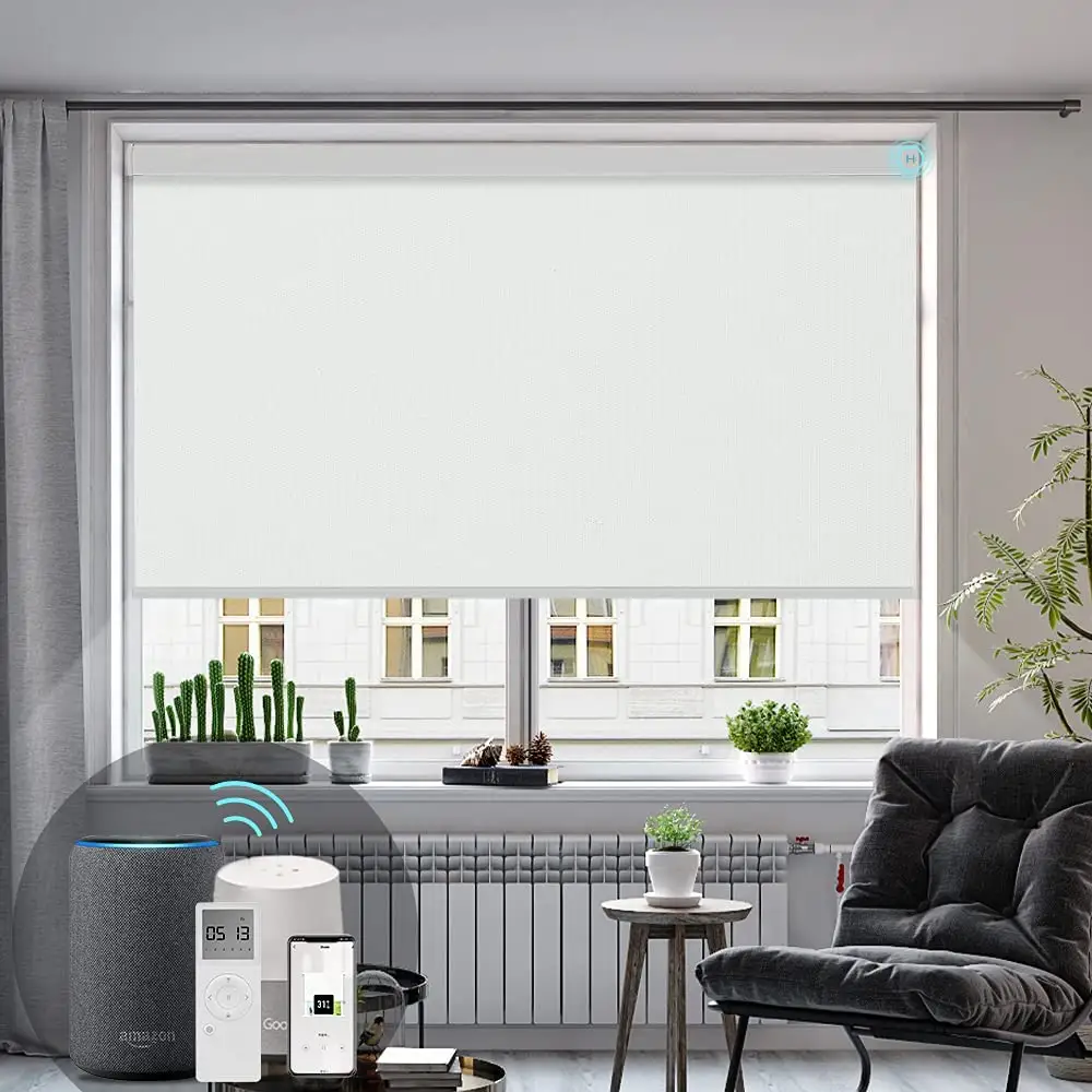 Google Alexa Control orizzontale Blackout Window Treatment Auto Electric Automated Smart motorizzato tende a rullo motorizzate Shades