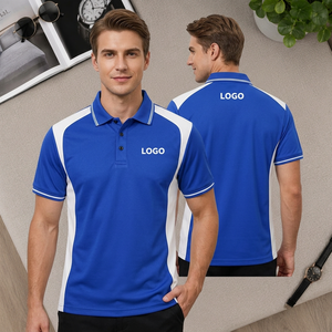Blue White Color Block <b>Men's</b> <b>for</b> <b>Shirt</b> Short Sleeve Quick Dry Breathable Custom Logo Casual Workwear Team Top 100% Cotton Made - Product Image 5