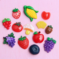 Breloques et cabochons en résine à dos plat, motifs fruits, pour loisirs créatifs, slime, bracelets, nœuds et pinces à cheveux, décoration de costumes, bijoux et création de cartes