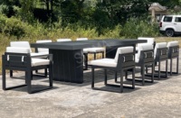 Ensemble de salle à manger en fonte d'aluminium, ensemble de salle à manger d'extérieur, style moderne, table et chaises de salle à manger, mobilier d'extérieur