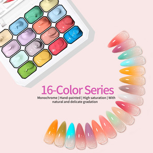 สีเจลทาเล็บแบบไล่เฉดสี 12 สี ยี่ห้อ <span class=keywords><strong>Mona</strong></span> Garden Pat Glue ความสดใสสูง สำหรับร้านทำเล็บ จากกวางโจว - Product Image 1