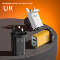 Cargador Rápido GaN USB-C de 140W con Enchufe para UE, EE. UU. y Reino Unido, Cargador Rápido PD Tipo C de 140W para Teléfono Móvil, Adaptador de Viaje