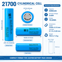 Batterie lithium-ion rechargeable haute capacité 21700 INR21700-53G1 5300mAh pour appareils électroniques portables