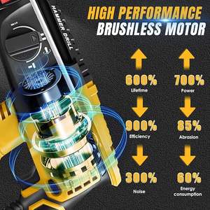 Taladro Percutor Rotatorio Inalámbrico para Batería de 12V, Sin Escobillas, <span class=keywords><strong>SDS</strong></span> <span class=keywords><strong>Plus</strong></span>, 4 Modos, 3600 BPM, 41.6ft-lb de Torque, 2.7J de Energía de Impacto - Product Image 4