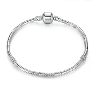 Pulseira de prata 925 catena serpente con perline bracciali con ciondoli in argento Sterling 925 per donna
