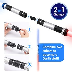 צעצוע חרב אור מהבהבת עם נורות LED לילדים בגילאי 2-13 שנים, כולל חרב לייזר ואפקטים צבעוניים - Product Image 4