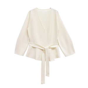 <span class=keywords><strong>Cardigan</strong></span> da Donna <span class=keywords><strong>con</strong></span> Scollo a V e <span class=keywords><strong>Cintura</strong></span>, Top in Maglia <span class=keywords><strong>con</strong></span> Spalline Imbottite, Moda - Product Image 4