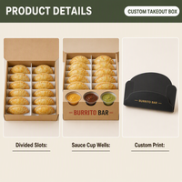 Emballage personnalisé en carton pour empanadas et raviolis, avec compartiment individuel pour sauce, finition mate, pour plats à emporter et restauration rapide