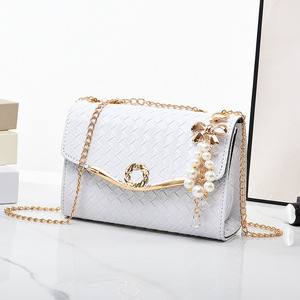Fashion Custom Mini Girl Crossbody Solid Color Luxury Bags Women <b>Handbags</b> With Pearl Pendent - Product Image 5