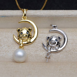 Aretes de Plata S925 con Diseño de Astas de Ciervo Navideñas, Perlas Simples de Princesa, Accesorios para DIY, Colgantes de Moda Vacíos de 8-9 Pulgadas - Product Image 1