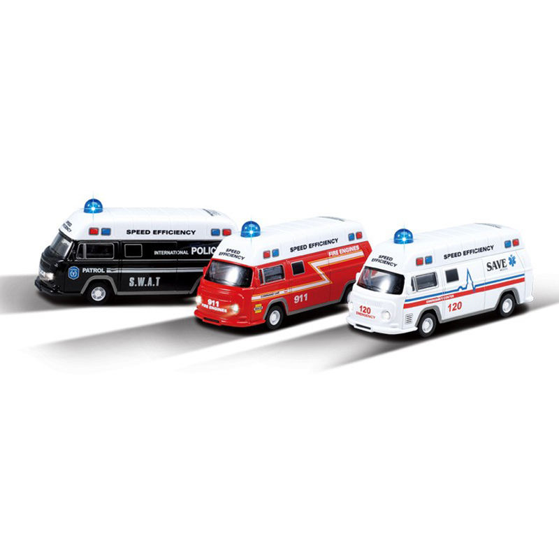 Ambulance, camion de pompiers, voiture de police