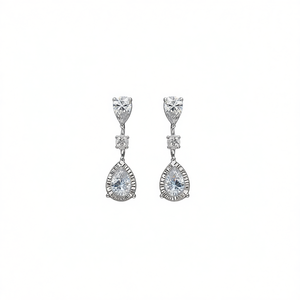 Orecchini in Oro Bianco con Diamanti Taglio a Pera, Colore D Naturale, Certificati GIA, Gioielli Classici da Sposa per Donna - Product Image 1