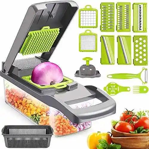 Bán buôn 15 trong 1 thực phẩm cắt Veggie hành tây Chopper mandoline trái cây Slicer rau Slicer Máy Peeler cho nhà bếp