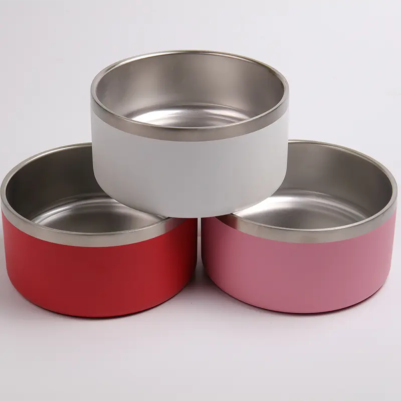 Soporte de sublimación personalizado tazón alimentador de perro de acero inoxidable 32 oz 64 oz portátil al aire libre antideslizante comida para mascotas cuencos de agua