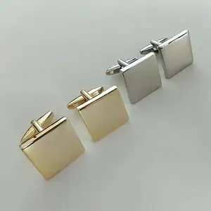 High quality factory wholesale brass square cufflink blank for engrave silver and gold color cheap price