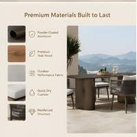 Ensemble table et chaises de jardin en métal, mobilier d'extérieur en aluminium pour hôtel, villa, jardin, resort, patio