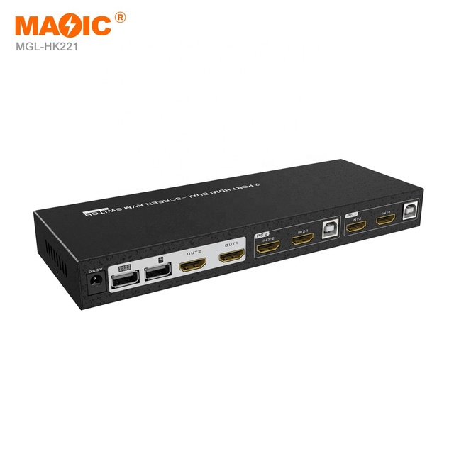 Two Way 4k 60hz Auto hdmi 2.0 Kvm Switch Video Switch Dual Screen 2 Way HDMI KVM Switch