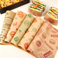 Kertas Pembungkus Hamburger Shawarma Sandwich Anti Minyak dengan Logo Custom, Lapisan PE, Kemasan Food Grade