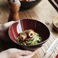 Bol à riz en céramique rétro, vert, irrégulier, au design mignon, compatible micro-ondes, couleur sous-glaçure, pour hôtels et restaurants, soupe et nouilles