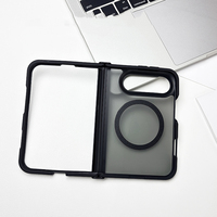 Étui de téléphone portable magnétique pliable pour iPhone Duo, finition mate, translucide, antichoc, avec colonne centrale