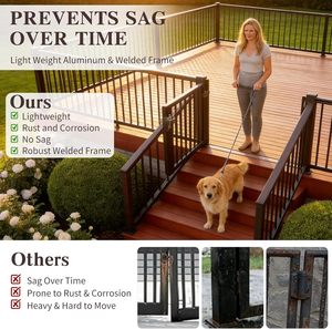 Kit <span class=keywords><strong>de</strong></span> portail <span class=keywords><strong>de</strong></span> terrasse extérieur, 32 po <span class=keywords><strong>de</strong></span> hauteur x 48 po <span class=keywords><strong>de</strong></span> largeur, kit <span class=keywords><strong>de</strong></span> portail en aluminium robuste avec charnières à fermeture automatique et loquet - Product Image 6