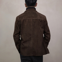 NAFA jaket kulit kambing Nubuck longgar Premium pria sesuai pesanan dengan pengerjaan terbaik dan harga bagus